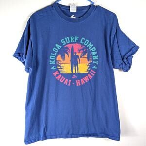 Koloa Surf Company Kauai Hawaii Graphic T Shirt Large Blue Cotton Surf Tee